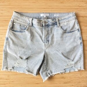 A Beautiful Soul High Rise Distressed Denim Shorts 12 Light Wash